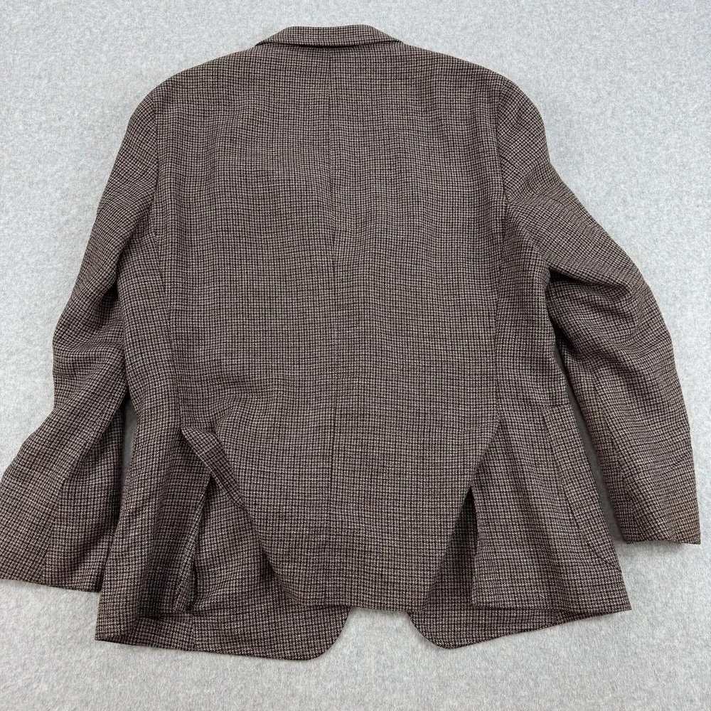 Banana Republic Blazer Mens 44R Brown Check Linen Cotton Tweed Sport Coat Jacket
